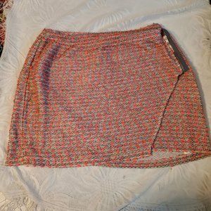 ASOS Pink Grey/Multi Winter Short Faux Wrap Skirt